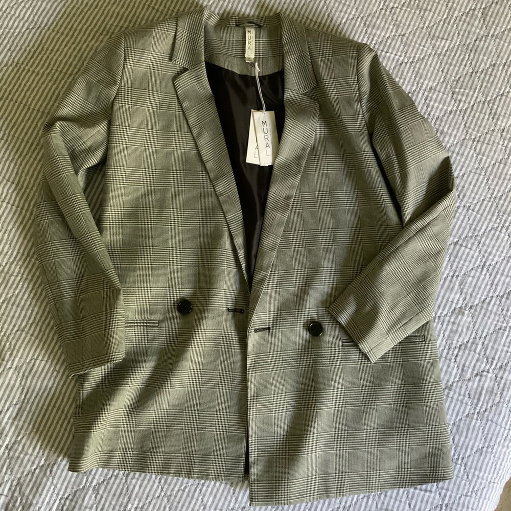 Mural Checked Longline Blazer
